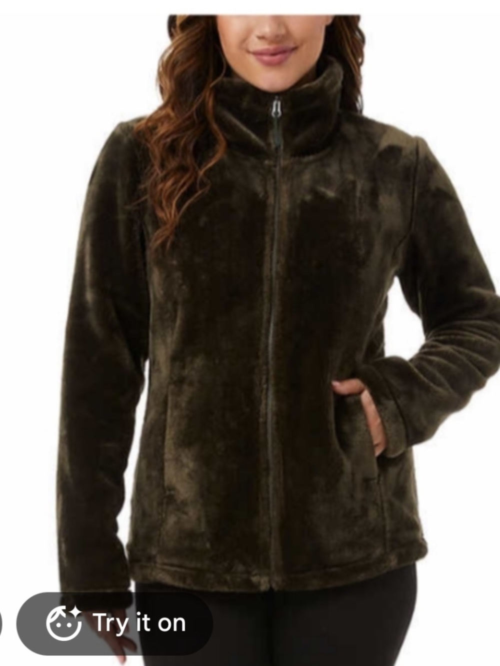 32 Degrees Plush Zip Jacket in Black Size Large Like New